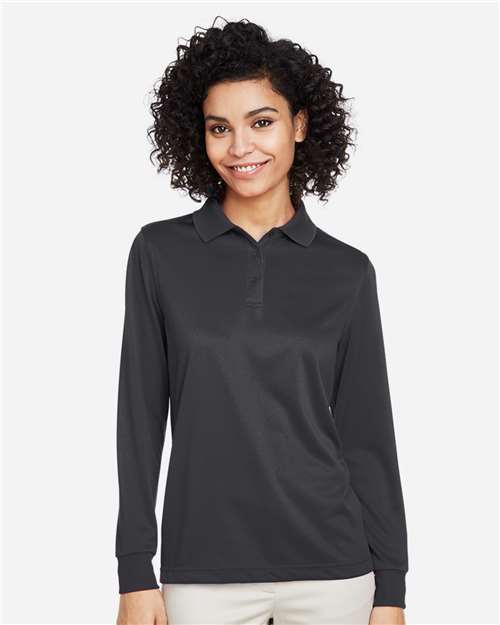 Harriton M348LW, Women's Advantage Snag Protection Plus Il Long Sleeve Polo, Dark Charcoal