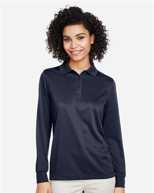 Harriton M348LW, Women's Advantage Snag Protection Plus Il Long Sleeve Polo, Dark Navy