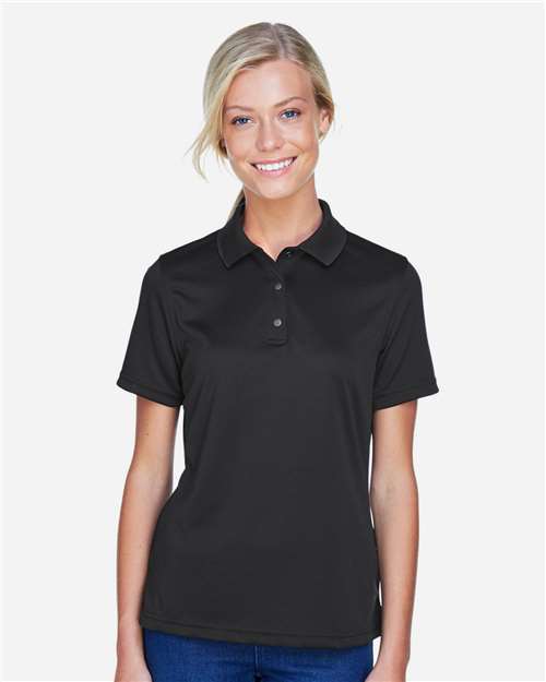 Harriton M345W, Women's Advantage Snag Protection Plus Il Snap Placket Polo, Black