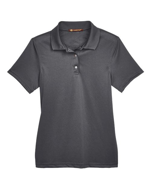 Harriton M345W, Women's Advantage Snag Protection Plus Il Snap Placket Polo, Dark Charcoal