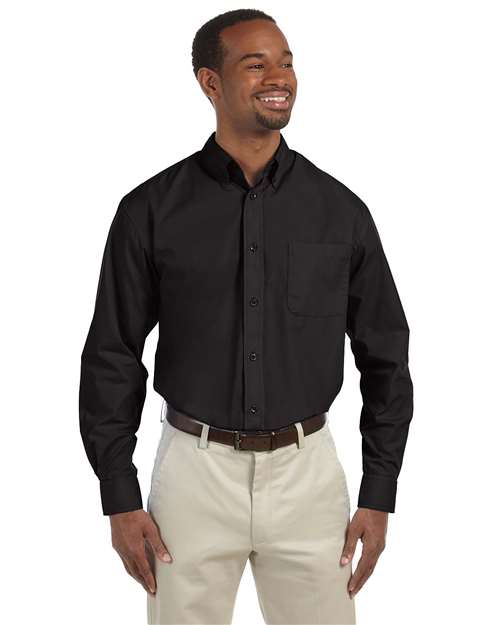 Harriton M510, Men's Essential Poplin, Black