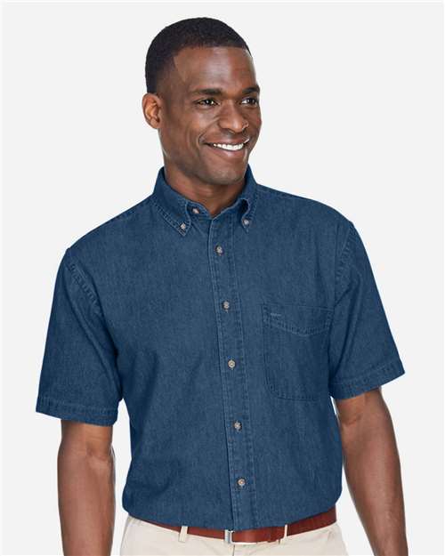 Harriton M550S, Men's Denim Shirt, Dark Denim