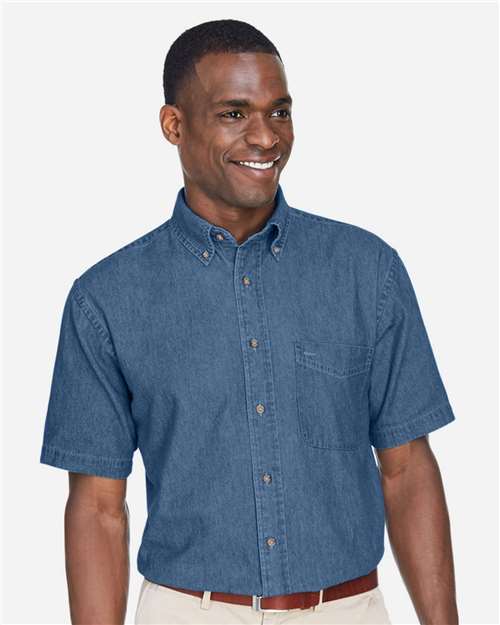 Harriton M550S, Men's Denim Shirt, Light Denim