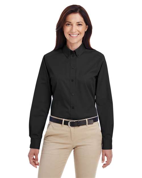Women's Foundation Cotton Twill Shirt with Teflon - - 14386 Black 260B9 6-6.9 oz AB Exclusive Brands CA New ab Cotton - 100% Dress Shirts Harriton Long Sleeves M581W New AB S&S Deep Deals S&S Exclusive Brands Stain Resistant Teflon Tops Womens Workwear Wovens Wovens & Dress Shirts