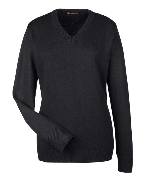 Harriton M420W, Women's Pilbloc V-neck Sweater, Black
