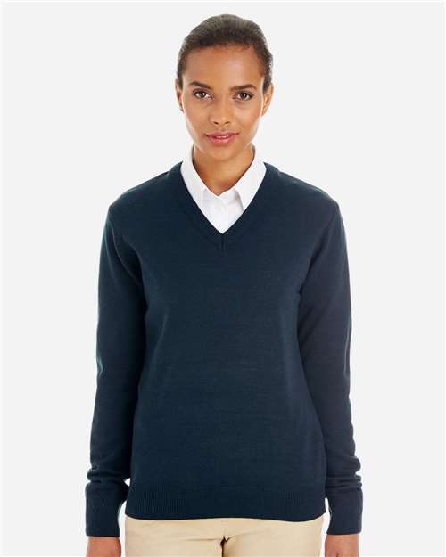 Harriton M420W, Women's Pilbloc V-neck Sweater, Dark Navy