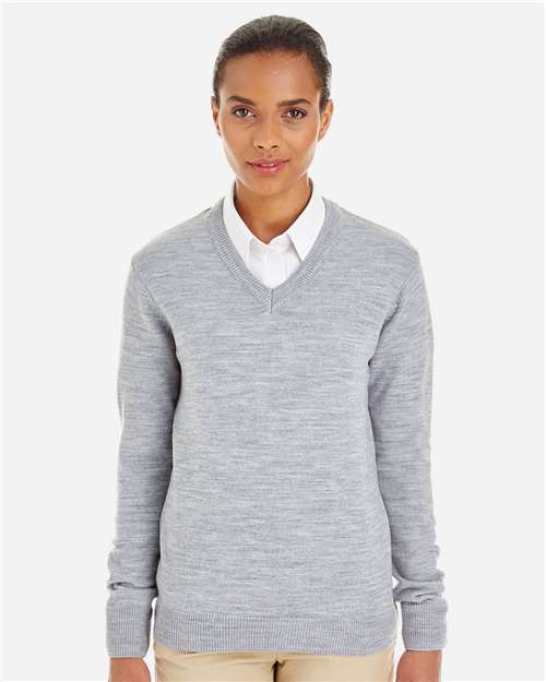 Harriton M420W, Women's Pilbloc V-neck Sweater, Grey Heather