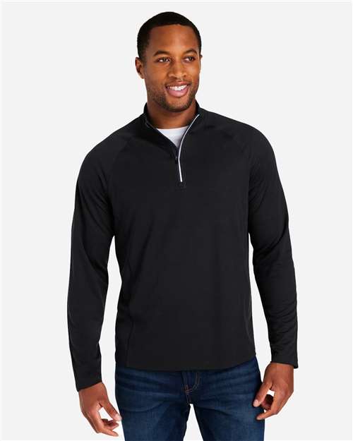 CORE365 CE418, Men's Origin Performance Pique Quarter-zip Pullover, Black/ Carbon