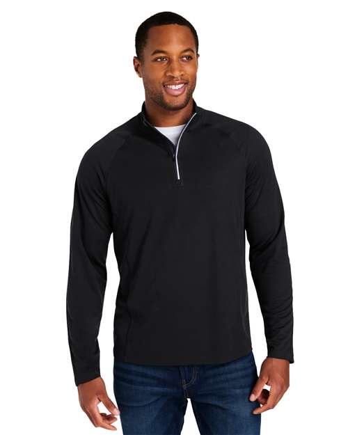 Men's Origin Performance Pique Quarter-Zip Pullover - - 14486 Black Carbon 288A7 4-4.9 oz AB Exclusive Brands Activewear Antimicrobial CA New ab CE418 CORE365 Long Sleeves Mens & Unisex Moisture-Management New AB Performance Pique Polos & Knits Polyester - 100% Pullovers Quarter-Zips Raglans S&S Exclusive Brands Spiritwear Sun/UV Protection Tear Away Tops Zips