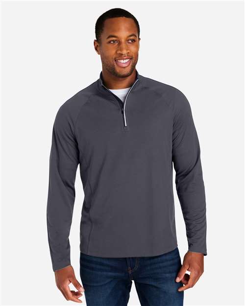 CORE365 CE418, Men's Origin Performance Pique Quarter-zip Pullover, Carbon/ Black