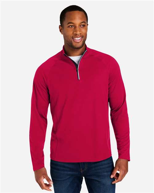 CORE365 CE418, Men's Origin Performance Pique Quarter-zip Pullover, Classic Red/ Carbon