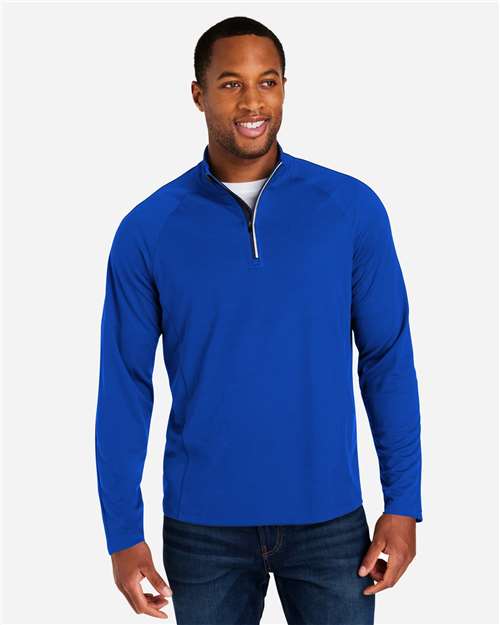 CORE365 CE418, Men's Origin Performance Pique Quarter-zip Pullover, True Royal/ Carbon