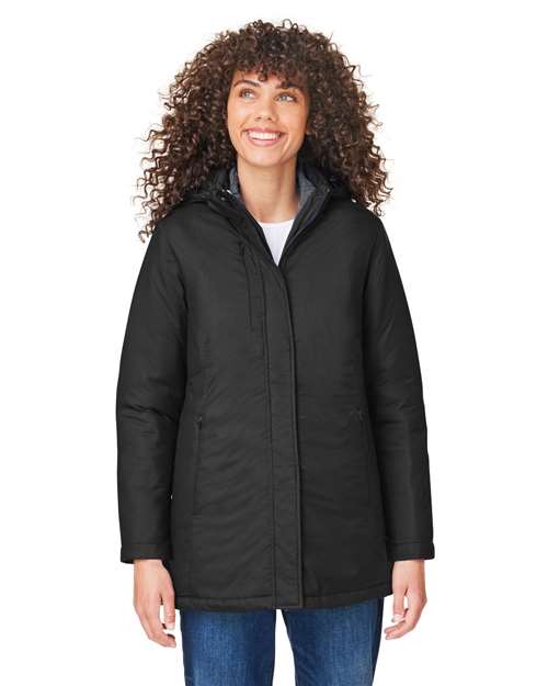 Women's Inspire 3-in-1 Jacket with Insulated Liner - - 14491 Black Carbon 315A7 AB Exclusive Brands CA New ab CE725W CORE365 Full-Zips Hooded Jackets Long Sleeves Media Pocket New AB Nylon Outerwear Pockets Polyester Puffers S&S Exclusive Brands Tear Away Water Resistant Womens Zips