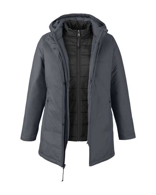CORE365 CE725W, Women's Inspire 3-in-1 Jacket With Insulated Liner, Carbon/ Black