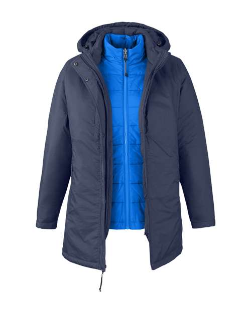 CORE365 CE725W, Women's Inspire 3-in-1 Jacket With Insulated Liner, Classic Navy/ True Royal