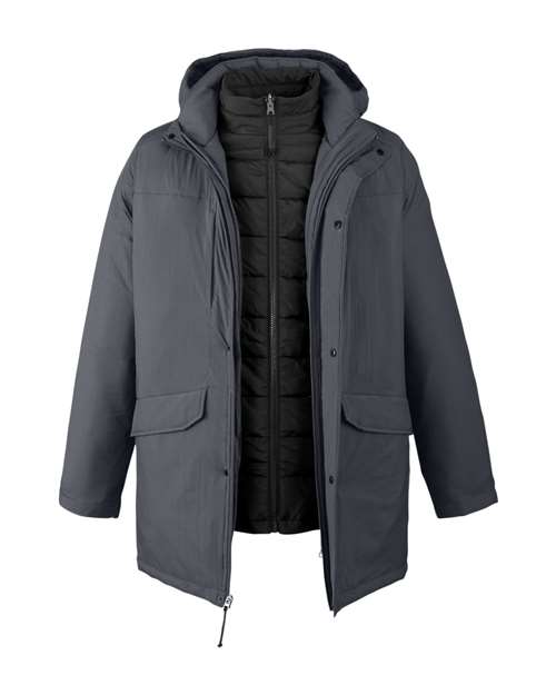 CORE365 CE725, Men's Inspire 3-in-1 Jacket With Insulated Liner, Carbon/ Black