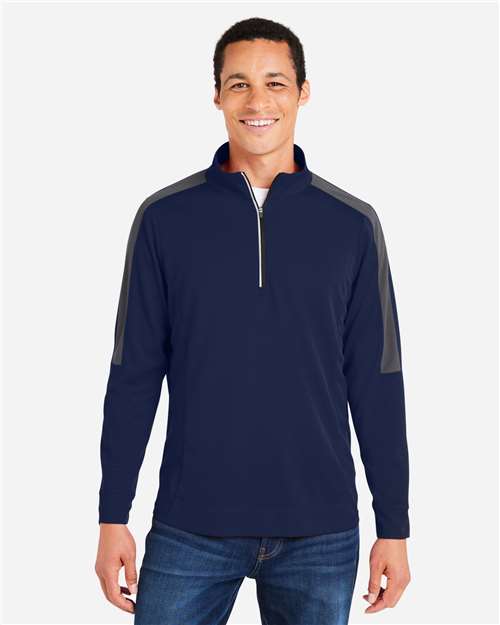 Men's Market Snag Protect Mesh Colorblock Quarter-Zip Pullover - - 14504 Classic Navy Heather Carbon 284A7 4-4.9 oz AB Exclusive Brands Activewear Antimicrobial Back to School 2025 CA CA New ab CE404 CORE365 Long Sleeves Mens & Unisex Mesh Moisture-Management New AB Performance Polos & Knits Polyester - 100% Pullovers Quarter-Zips S&S Exclusive Brands Spiritwear Sun/UV Protection Tear Away Tops Zips