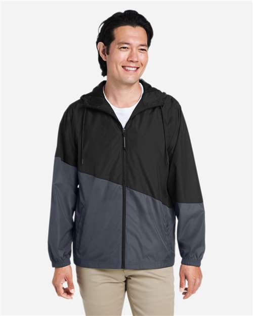 CORE365 CE710, Unisex Techno Lite Colorblock Windbreaker, Black/ Carbon