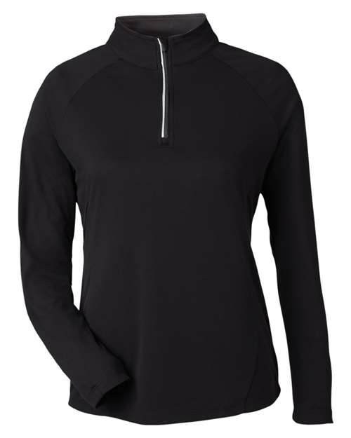 CORE365 CE418W, Women's Origin Performance Pique Quarter-zip Pullover, Black/ Carbon