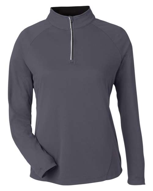 CORE365 CE418W, Women's Origin Performance Pique Quarter-zip Pullover, Carbon/ Black