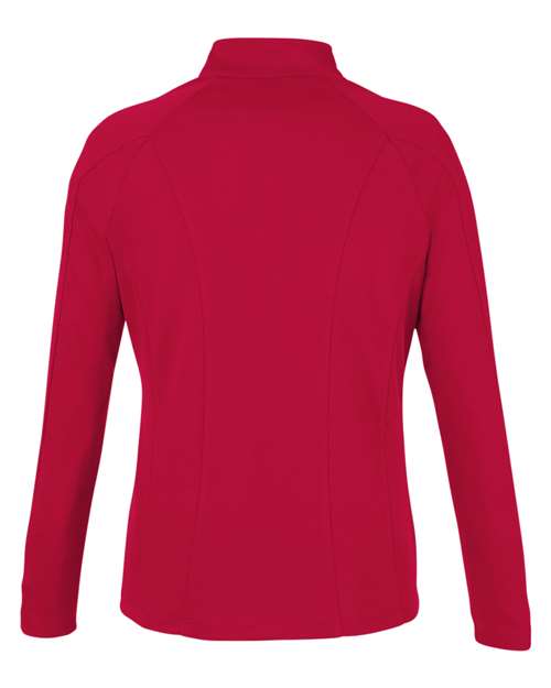 CORE365 CE418W, Women's Origin Performance Pique Quarter-zip Pullover, Classic Red/ Carbon