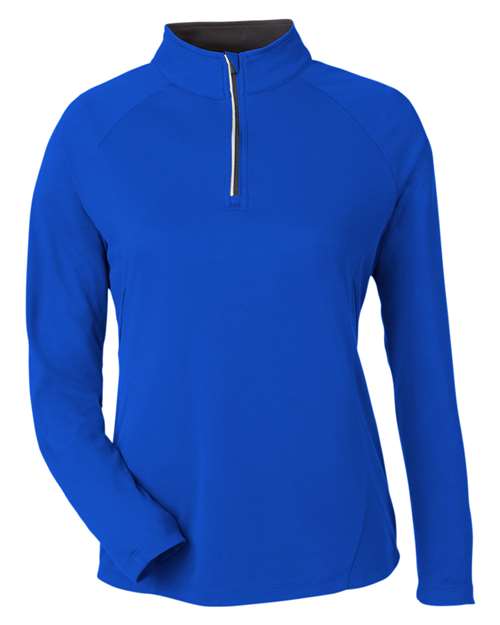 CORE365 CE418W, Women's Origin Performance Pique Quarter-zip Pullover, True Royal/ Carbon