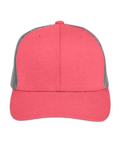 Zone Sonic Heather Trucker Cap - - 14562 Sport Red Heather Sport Graphite One Size 741D9 AB Exclusive Brands Adjustable CA New ab Hats Headwear Mens & Unisex Mesh Mid Profiles New AB Performance S&S Exclusive Brands Six-Panel Snapback Structured Team 365 Truckers TT802