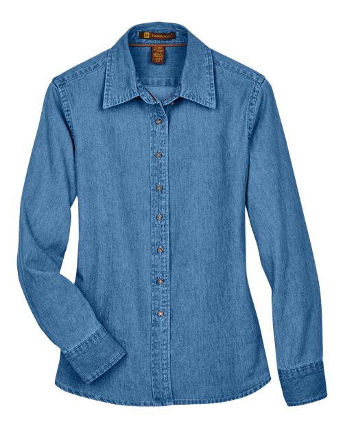 Harriton M550W, Women's Denim Shirt, Light Denim