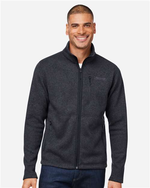 Men's Drop Line Fleece Jacket - - 14646 Black Heather 723D1 CA New ab Fleece Full-Zips Jackets M16223 Marmot Mens & Unisex New AB Outerwear Pockets Polyester - 100% Recycled Tops