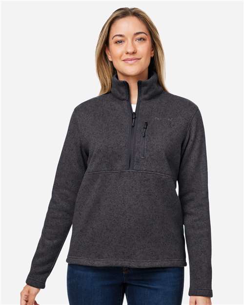 Women's Drop Line Half-Zip Jacket - - 14652 Black Heather 725D1 Apparel CA New ab Fleece Jackets Long Sleeves M16248 Marmot New AB Outerwear Pockets Polyester - 100% Pullovers Quarter-Zips Recycled Tops Womens