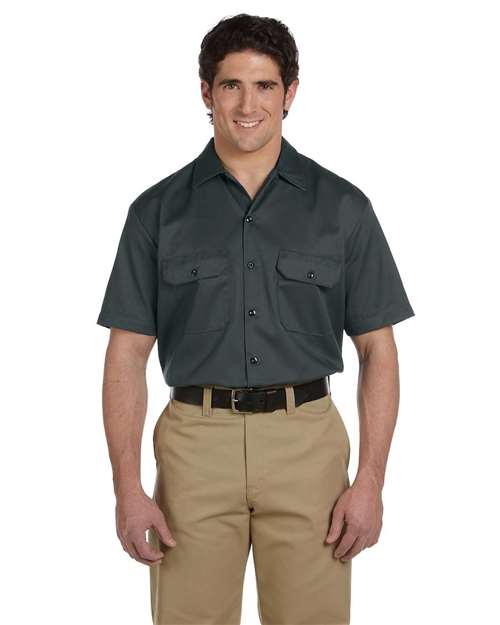 Men's Short Sleeve Work Shirt - - 14742 Charcoal S 1574 316E6 Dickies Dress Shirts Mens & Unisex Pockets S&S Deep Deals Short Sleeves Tops Visible Logos Workwear Wovens & Dress Shirts