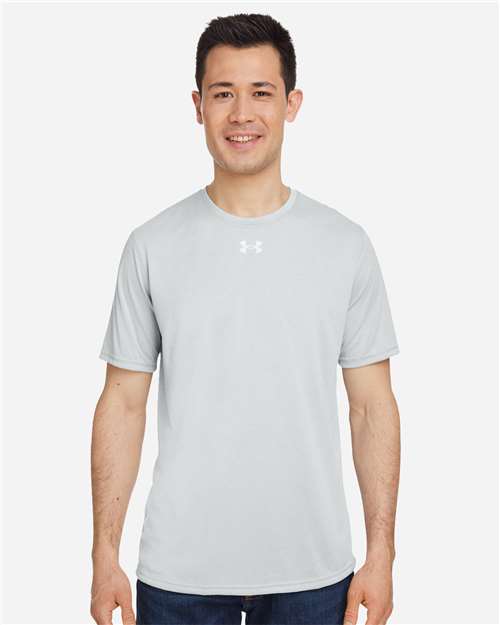 Under Armour 1376842, Men's Team Tech T-shirt, Mod Grey Light Heather/ White