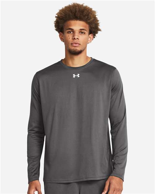 Under Armour 1376843, Men's Team Tech Long Sleeve T-shirt, Castlerock/ White