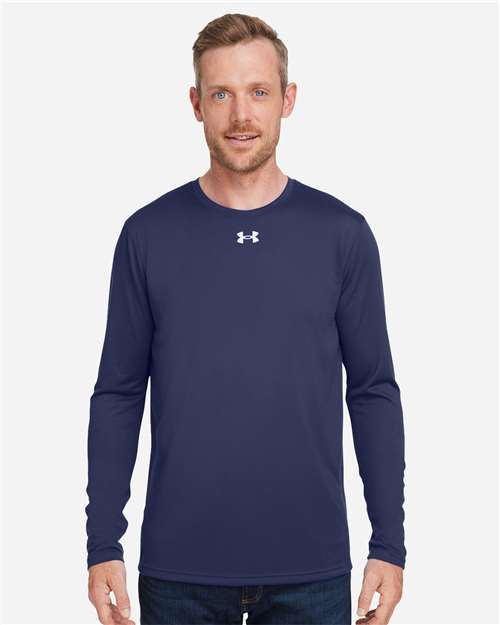 Under Armour 1376843, Men's Team Tech Long Sleeve T-shirt, Midnight Navy/ White