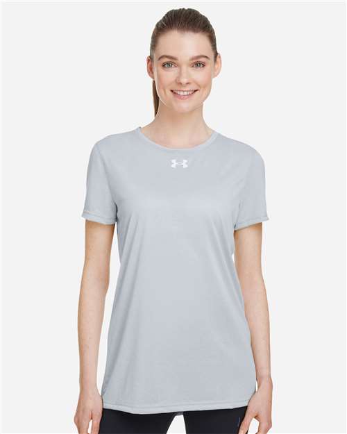 Under Armour 1376847, Women's Team Tech T-shirt, Mod Grey Light Heather/ White