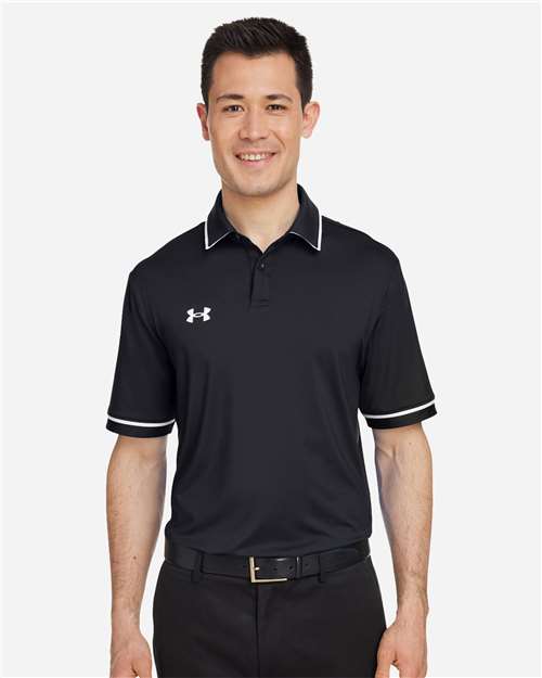 Under Armour 1376904, Men's Tipped Teams Performance Polo, Black/ White