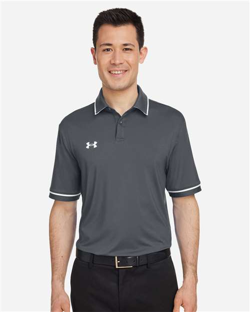 Under Armour 1376904, Men's Tipped Teams Performance Polo, CS Grey Light Heather/ White