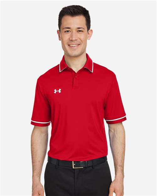 Under Armour 1376904, Men's Tipped Teams Performance Polo, Red/ White