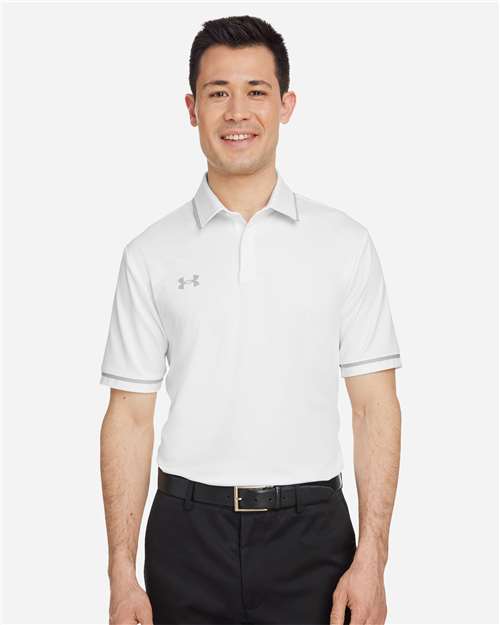 Under Armour 1376904, Men's Tipped Teams Performance Polo, White/ Mod Grey