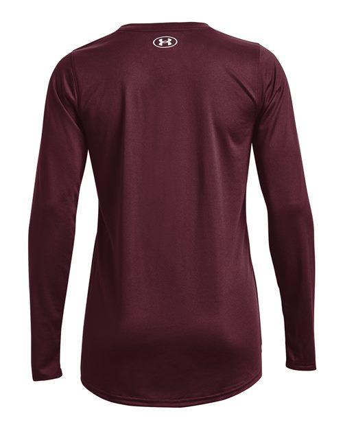 Under Armour 1376852, Women's Team Tech Long Sleeve T-shirt, Maroon/ White