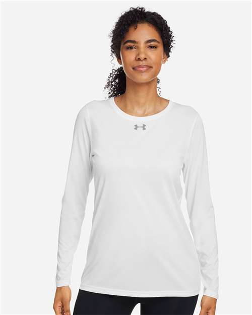 Under Armour 1376852, Women's Team Tech Long Sleeve T-shirt, White/ Mod Grey