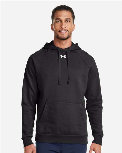 Under Armour 1379757, Men's Rival Fleece Hooded Sweatshirt, Black/ White
