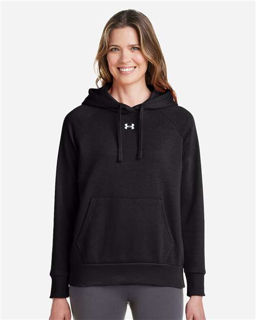 Women's Rival Fleece Hooded Sweatshirt - - 14804 Black White 1379500 164E2 8-8.9 oz AB Retail Exclusive Brands Apparel CA New ab Cotton Fleece Fleece - Premium - Hood Hooded Long Sleeves New AB Pockets Polyester Pullovers S&S Exclusive Brands Sweatshirts & Fleece Tops Under Armour Womens