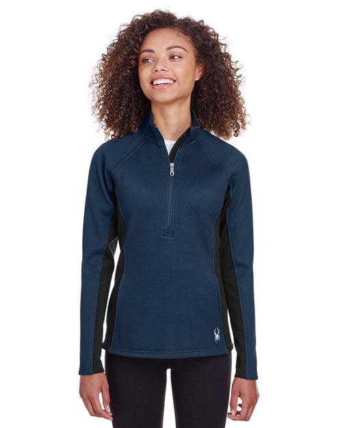 Women's Constant Half-Zip Pullover Sweater - - 12726 10-10.9 oz 451A0 AB Retail Exclusive Brands CA New ab Fleece Jackets Long Sleeves New AB Outerwear Pockets Pullovers Quarter-Zips S&S Deep Deals S&S Exclusive Brands S16562 Spyder Sweaters Tops Visible Logos Womens Zips