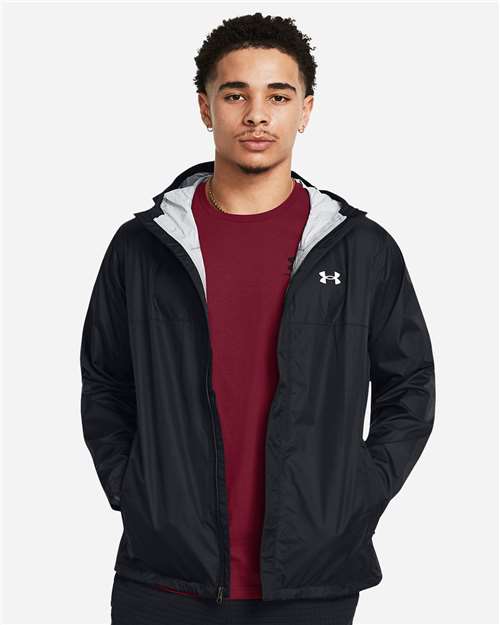 Under Armour 1374644, Men's Stormproof Cloudstrike 2.0 Jacket, Black/ White