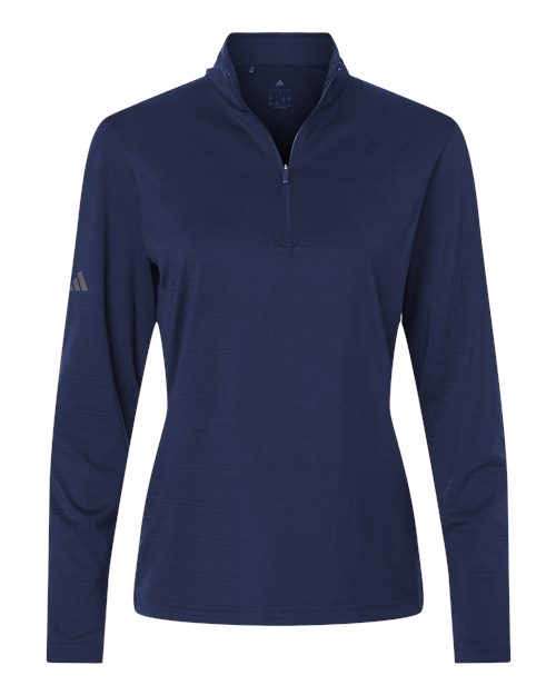 Adidas A709, Women's Textured Stripe Quarter-zip Pullover, Dark Blue