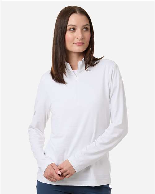 Adidas A709, Women's Textured Stripe Quarter-zip Pullover, White