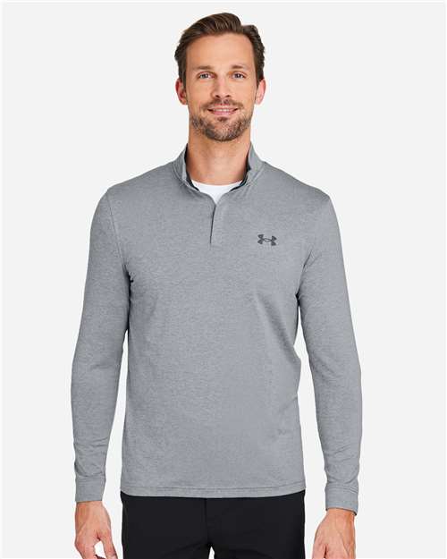 Men's Playoff Quarter-Zip Pullover - - 14966 Steel Mod Grey M 131E2 1370155 6-6.9 oz AB Retail Exclusive Brands Antimicrobial Apparel CA New ab Long Sleeves Mens & Unisex Moisture-Management New AB Performance Polyester Pullovers Quarter-Zips S&S Deep Deals S&S Exclusive Brands Spandex Sun/UV Protection Tops Under Armour Visible Logos Zips