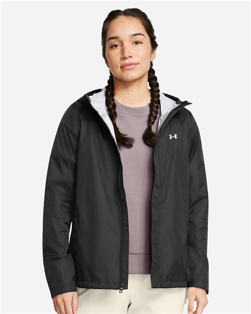 Women's Cloudstrike 2.0 Jacket - - 14973 Black White 1374645 145E2 3-3.9 oz AB Retail Exclusive Brands Adjustable CA New ab Drawstring Full-Zips Jackets New AB Nylon Outerwear Pockets S&S Deep Deals S&S Exclusive Brands Under Armour Water Resistant Waterproof Womens Zips