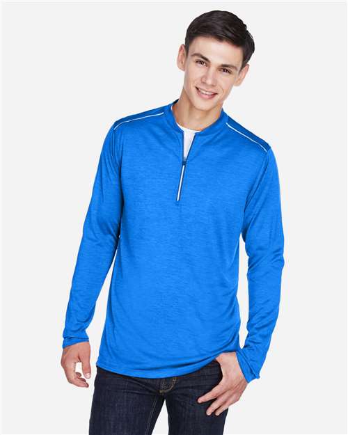 Men's Kinetic Performance Quarter-Zip Pullover - - 15341 True Royal Carbon 204A7 4-4.9 oz AB Exclusive Brands Activewear Antimicrobial CA New ab CE401 CORE365 Long Sleeves Mens & Unisex Moisture-Management New AB Performance Polos & Knits Polyester - 100% Pullovers Quarter-Zips S&S Exclusive Brands Spiritwear Sun/UV Protection Tops Zips